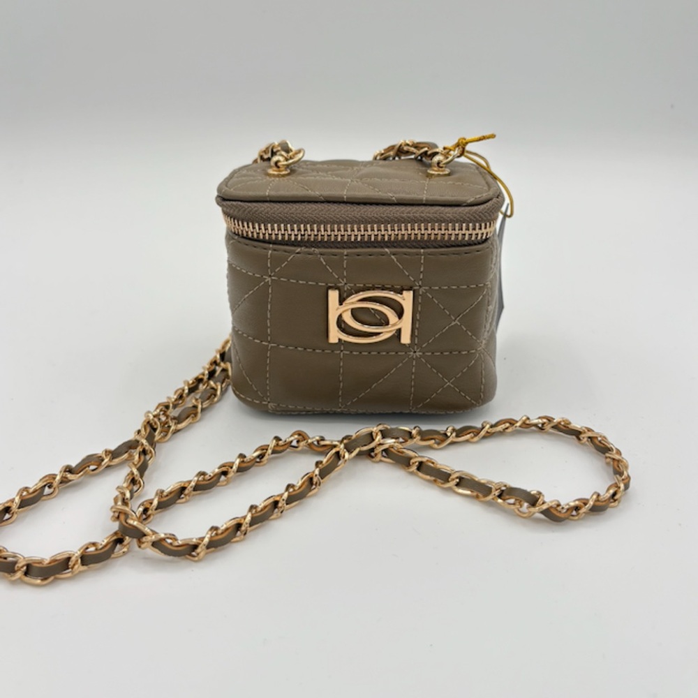 Bebe Chic Quilted Mini Bag with Chain - Tan